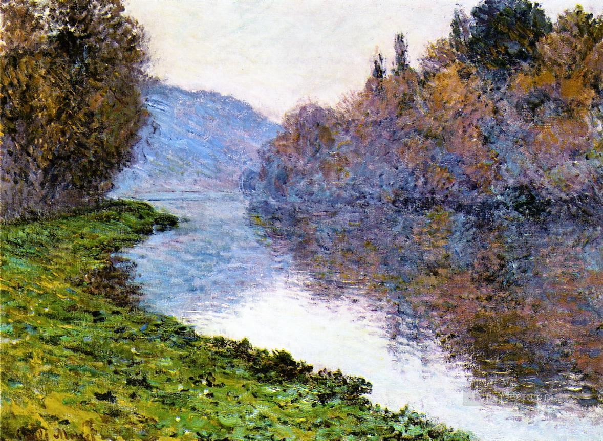 Banks of the Seine at Jenfosse Clear Weather Claude Monet Landscapes river Oil Paintings